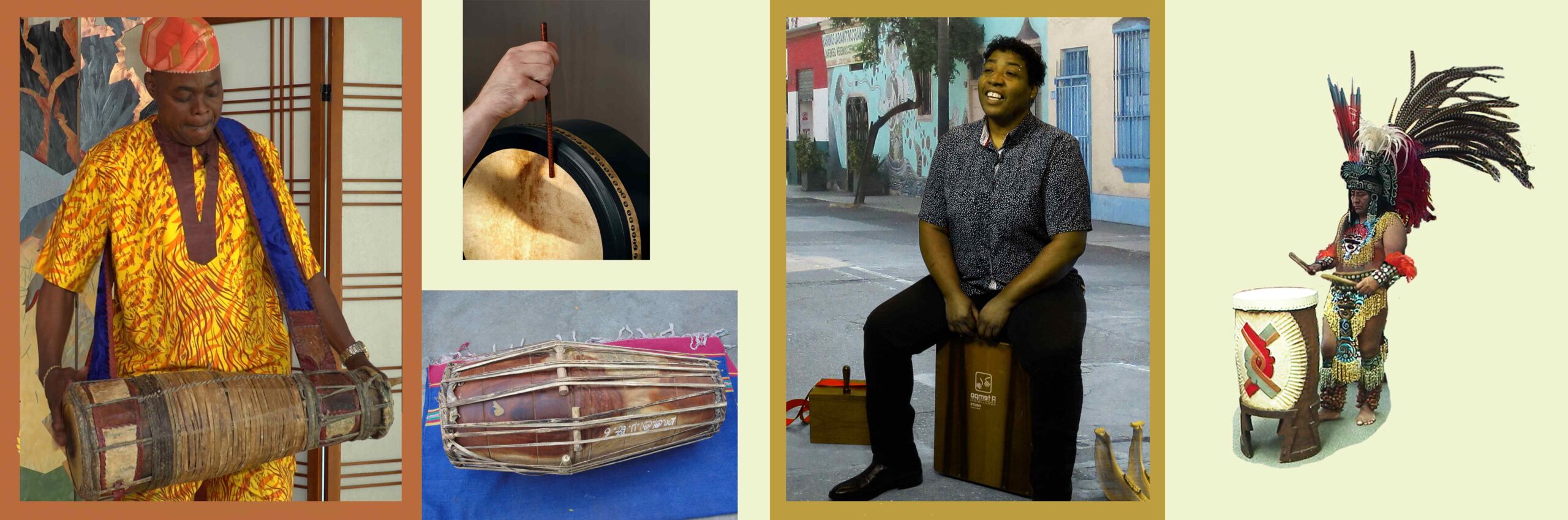 banner showing various drums and percussionists from the series